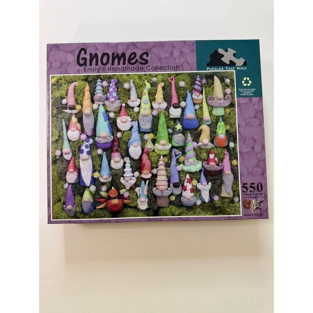 Puzzles That Rock Gnomes  550 Piece Jigsaw Puzzle complete whimsical